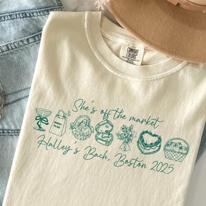 Fresh Off The Market Custom Bachelorette Comfort Colors Shirts, Garden Theme Bride, Wedding Weekend Shirt, Matching Floral Bridal Party Tee