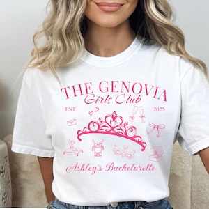 The Genovia Shirt, Princess Bachelorette Diaries Shirt, Personalized Bachelorette Shirt, Custom Bach Party Tee Slumber Party, Comfort Colors