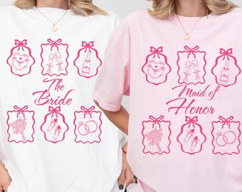 Custom Bridal Party Shirts, Personalized Bridesmaid Tees, Maid of Honor, Getting Ready Outfit, Bridesmaid Proposal Gift, Bachelorette Party