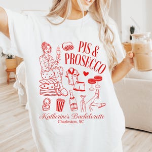 PJs & Prosecco Bachelorette Party Shirt, Girls Night Slumber Party Tee