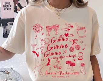 Personalisierte Disco Bachelorette Comfort Colors Shirt: Braut & Crew passende T-Shirts