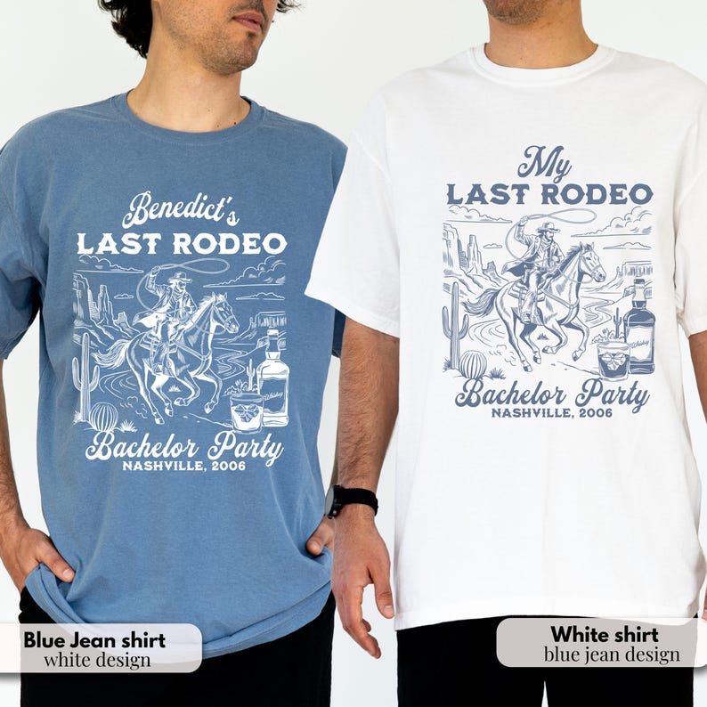 Collegiate Rodeo Merch Custom Last Rodeo Bachelor Party Shirts, Personalized Cowboy Western ...