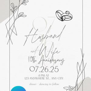 Jubiläumseinladungsvorlage, 50-jähriges Jubiläum einladen, 25-jähriges Jubiläum einladen, Gold Silber, bearbeitbar druckbar, Download, 50.Hochzeit