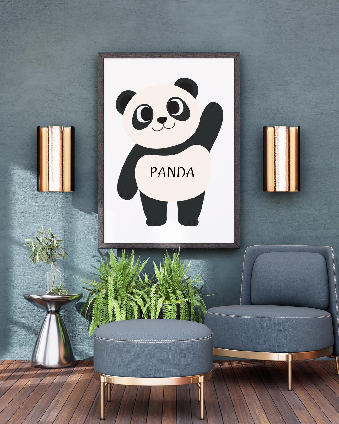 Cute Panda Clipart, Kawaii Panda PNG Waving Panda Nursery Wall Art Kids ...
