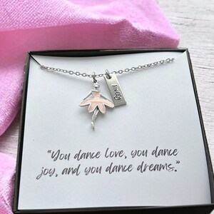 Ballerina Necklace, Personalized, Daughter Name Necklace, Little Girl Jewelry, Gift her, Pink Ballerina, Girl Birthday Party Favor, Dance