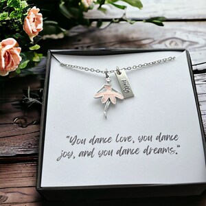 Personalized Ballerina Necklace , Daughter Name Necklace, Little Girl Jewelry, Gift her, Pink Ballerina, Girl Birthday Party Favor, Dance