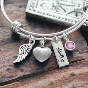 Cremation Jewelry, Urn Bracelet, Personalized Memorial Bracelet, Bracelet for Ashes, Keepsake, Remembrance, Mom Dad Loss, Sympathy Gift