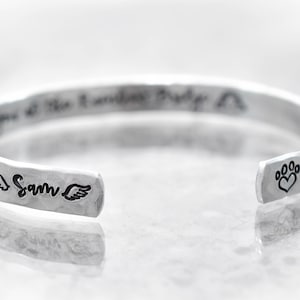 Hidden Message Stacking Bracelet - Pet Memorial Cuff Bracelet - I&#39;ll meet you at the Rainbow Bridge - Personalized Cat Dog Pet Loss Cuff