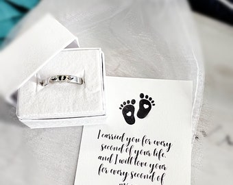 Miscarriage Ring, Baby Footprint Ring, Stackable Ring, Memorial Ring, Baby Feet, Child Loss, Angel Wings, Skinny, Infant Loss, Miscarry Gift