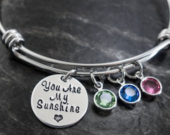 You are My Sunshine / Wire Bangle / My only sunshine / Sunshine Bracelet / Mother Jewelry / Personalized Bracelet / Mother's Day