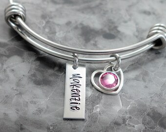 Charm Bracelet - Personalized Mother Bracelet - Name Bracelet - Baby Shower Gift - Infant Baby Bracelet for New Mom - Hand Stamped