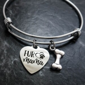 Bracelet personnalisé pour animaux de compagnie - Bracelet de charme - Chien Amant - Fur Mama - Chat - Animal Lover Gift