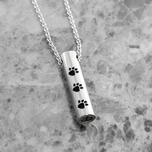 Cremation Jewelry, Pet Urn Necklace, Pet Memorial Necklace, Paw Print Dog Loss Urn, Pet Ashes, Keepsake, Pet Hair, Sympathy Gift