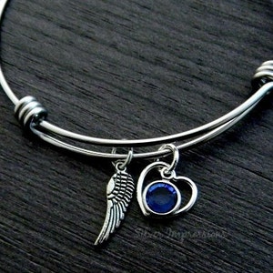 Charm Bracelet -  In Loving Memory  -  Wire Bangle  -  Remembrance Bracelet  -  Angel Baby Hand Stamped Wire Bangle Bracelet