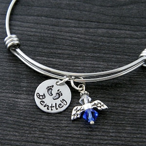 Mommy of an Angel -  Miscarriage  -  Infant Loss Jewelry  -  Angel Bracelet  -  Wire Bangle Bracelet  -  Personalized  -  Hand Stamped