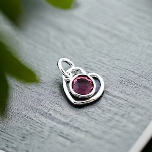 Add a Heart and Swarovski Birthstone Crystal or Pearl -  Add On  -  Bangle Bracelet Charm