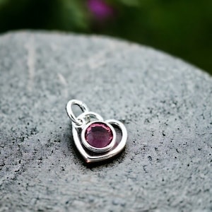 Add a Heart and Swarovski Birthstone Crystal or Pearl -  Add On  -  Bangle Bracelet Charm