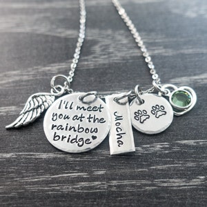 Pet Memorial Jewelry -  Charm Necklace  -  I&#39;ll meet you at the rainbow bridge  -  Pet Memorial Jewelry  -  Loss of Pet