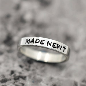 Made New, Baptism Ring, Chosen, Christian Ring, Cross, Custom Word Ring, 1 Peter 2:9, Personalized, Stacking Ring, Heart, Self Love, Faith