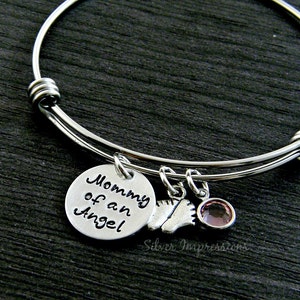 Mommy of an Angel Hand Stamped Wire Bangle Bracelet