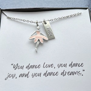 Ballerina Necklace, Personalized, Daughter Name Necklace, Little Girl Jewelry, Gift her, Pink Ballerina, Girl Birthday Party Favor, Dance