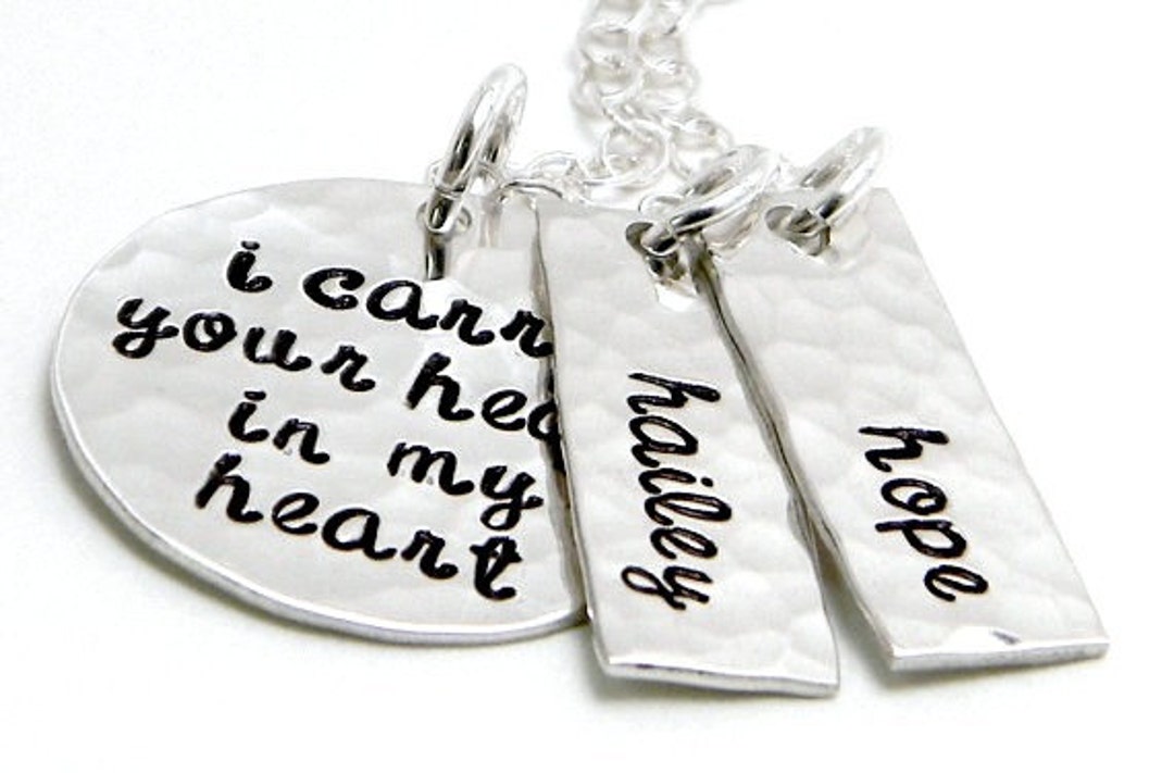 I Carry Your Heart in My Heart - Personalized Necklace - Hand Stamped
