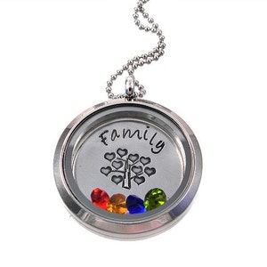 Floating Charm Locket -  Family Tree of Life Necklace  -  Floating Locket