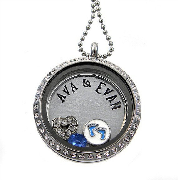 Floating Locket Pregnancy Necklace New Mom Necklace Hand Etsy