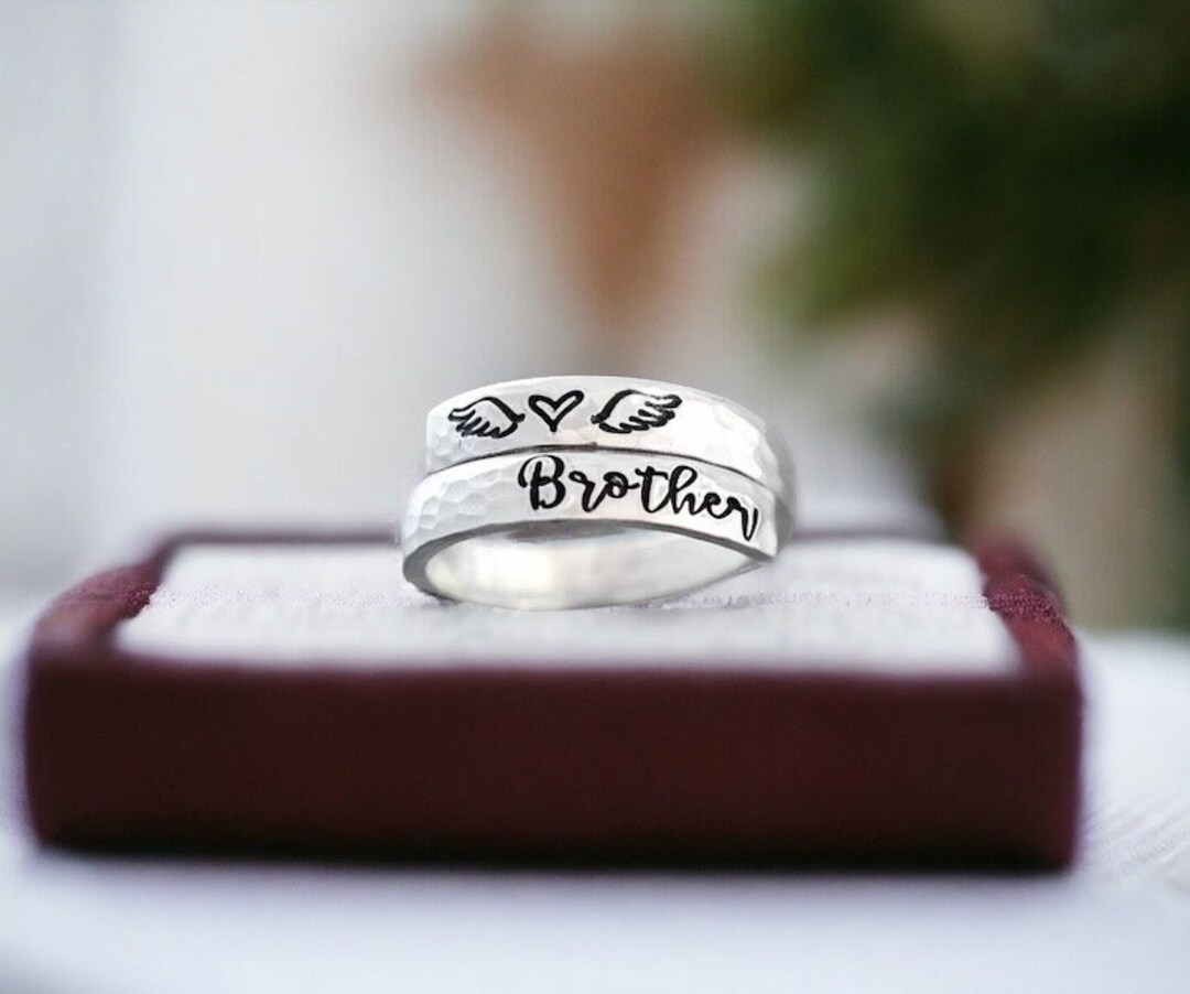 Brother Loss Ring, Personalized Memorial, Adjustable Wrap, Name Ring ...