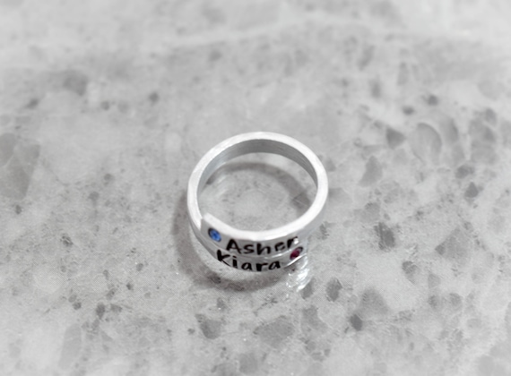Personalized Birthstone Wrap Ring Stacking Ring Grandma Ring Mom