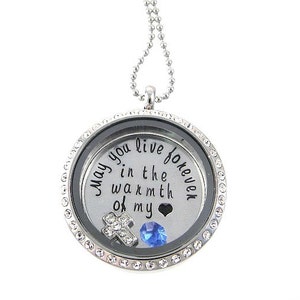 Living Locket - Memorial Floating Locket - Hand Stamped Necklace
