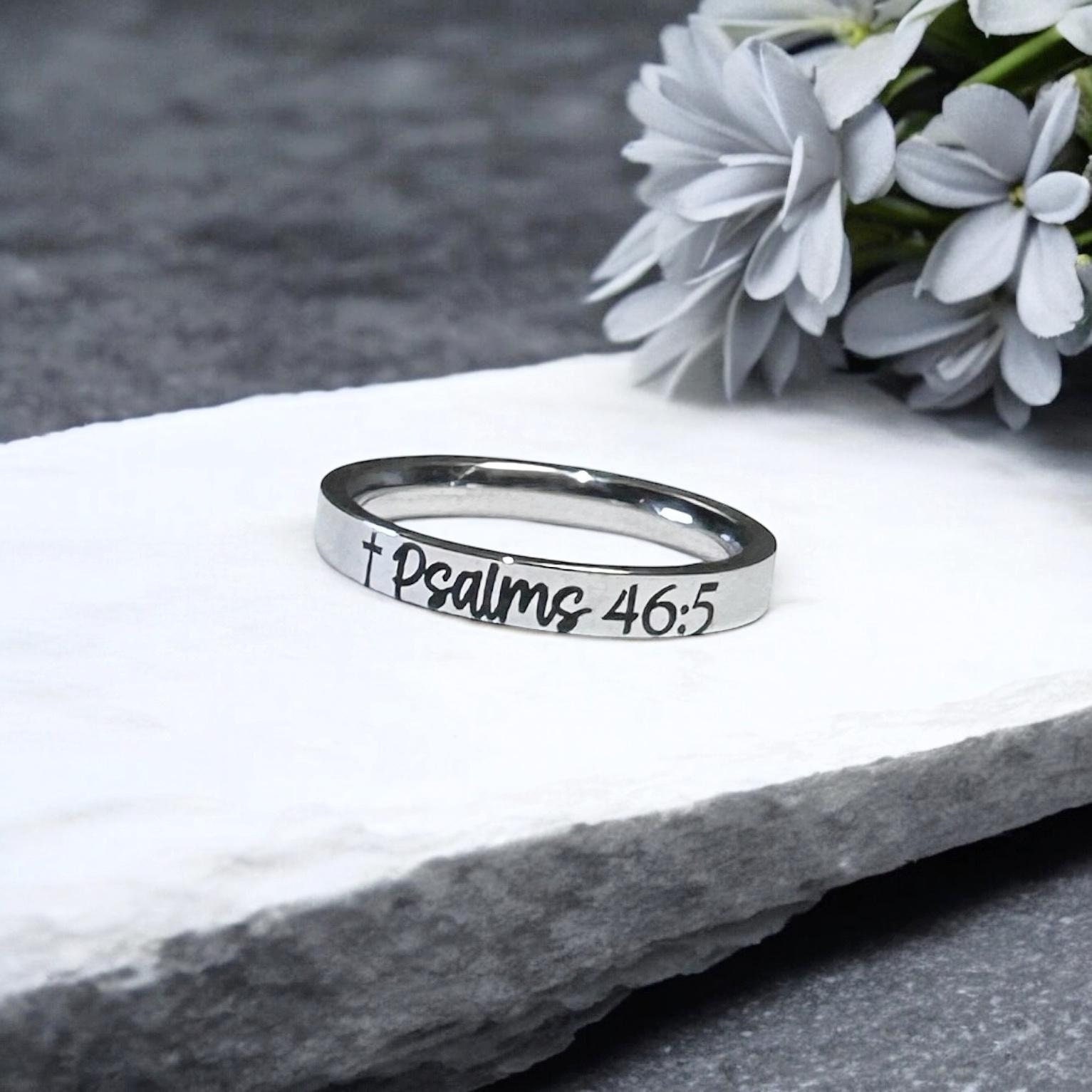 Bible Verse Ring, Scripture Ring, Cross, Faith Hope, Psalms 46:5 ...