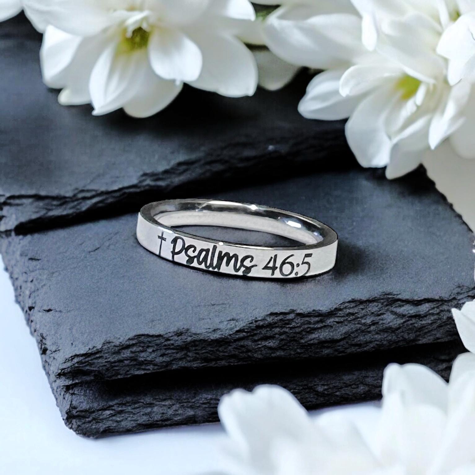 Scripture Ring, Cross, Bible Verse Ring, Faith Hope, Psalms 46:5 ...