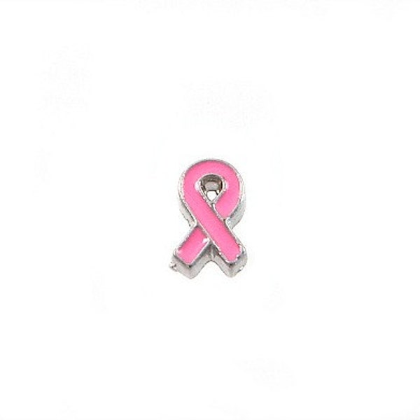 Pink Beast Cancer Awareness Ribbon Floating Charm -  Pink Ribbon  -   Floating Locket Charm