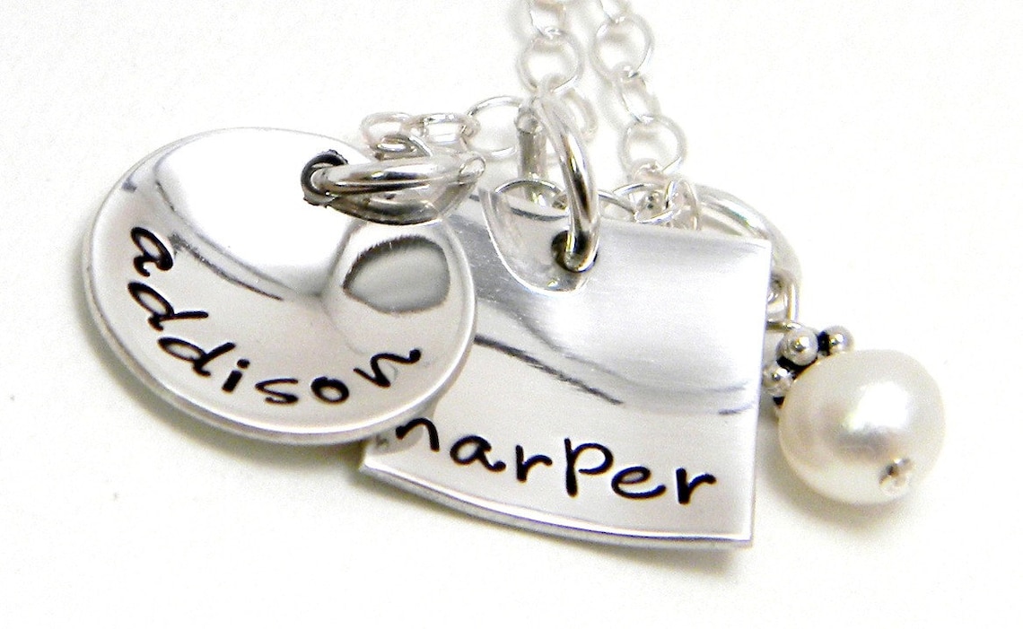 Personalized Necklace Sterling Silver Hand Stamped Necklace Etsy