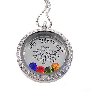 Floating Locket -  Family Tree of Life Necklace  -  Charm Locket