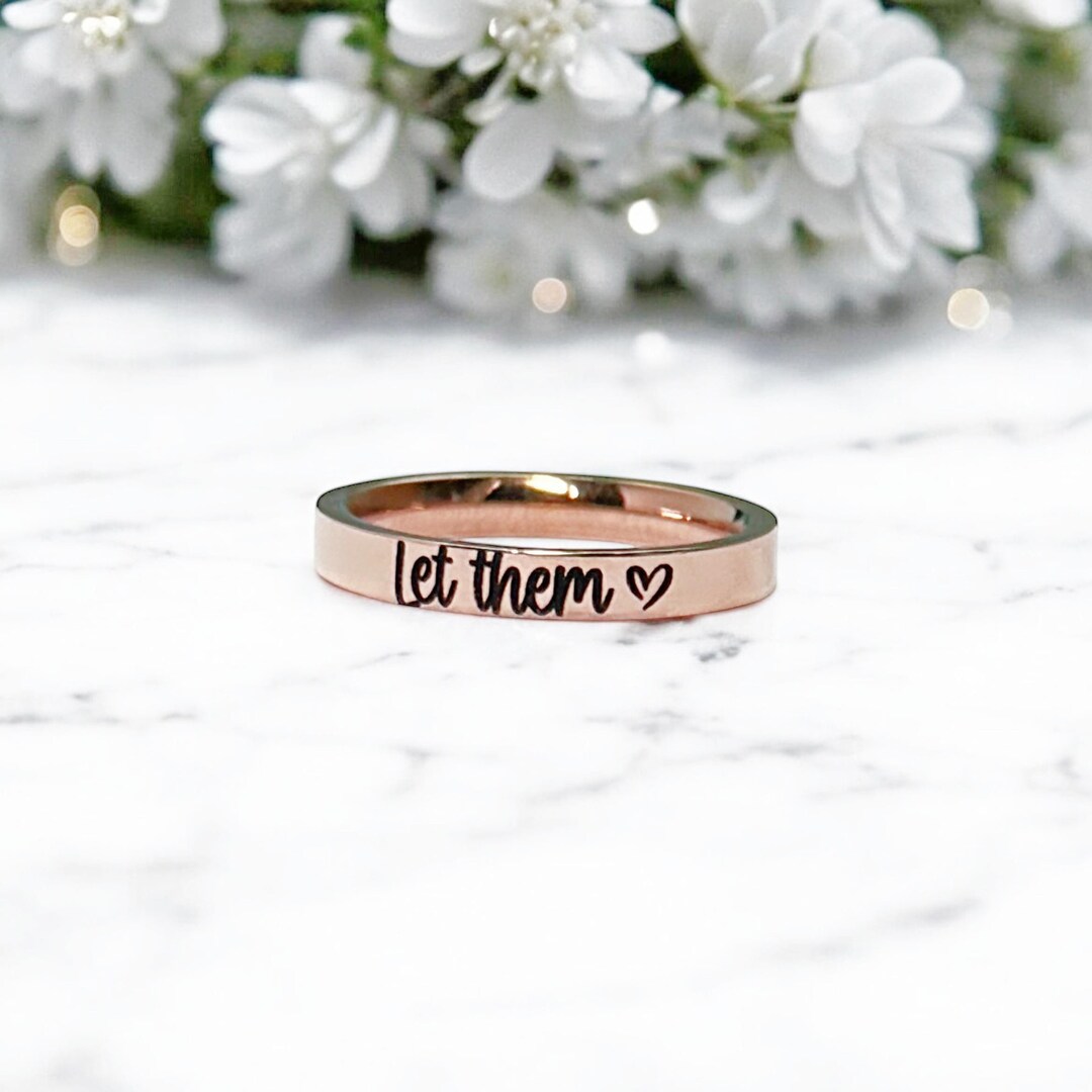 Ring Motivation Let Them Ring, Encouragement Gift, Self Care, Empowerment Rose Gold ...