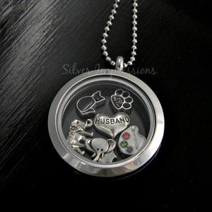 Choisissez 6 breloques avec pierre de naissance de votre choix - Médaillon flottant - Médaillon souvenir - Bijoux estampés à la main
