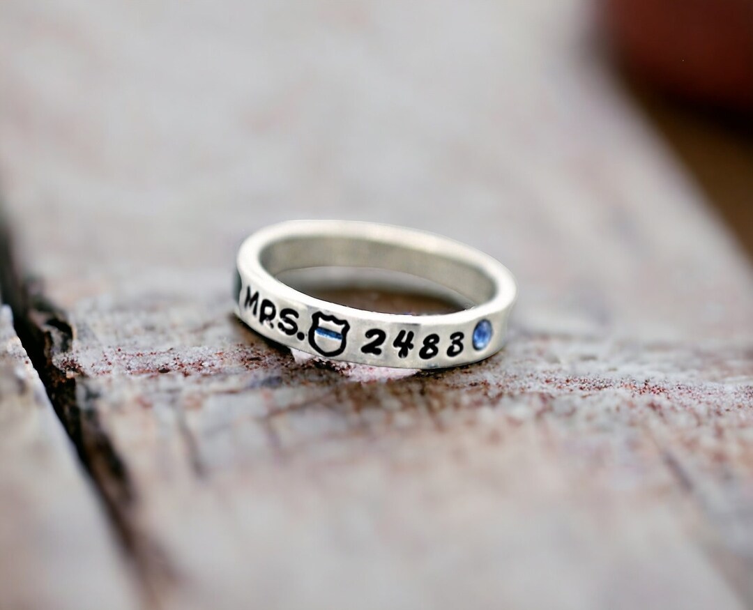 Police Wife Ring, Badge Ring Number, Personalized, Mrs., Police Badge ...