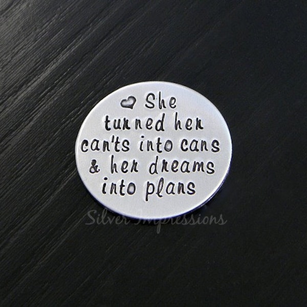 Floating Locket Plate - She turned her can'ts into cans and her dreams into plans - Floating Locket Plate