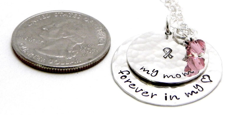 Breast Cancer Awareness Personalized hand stamped sterling silver necklace image 4