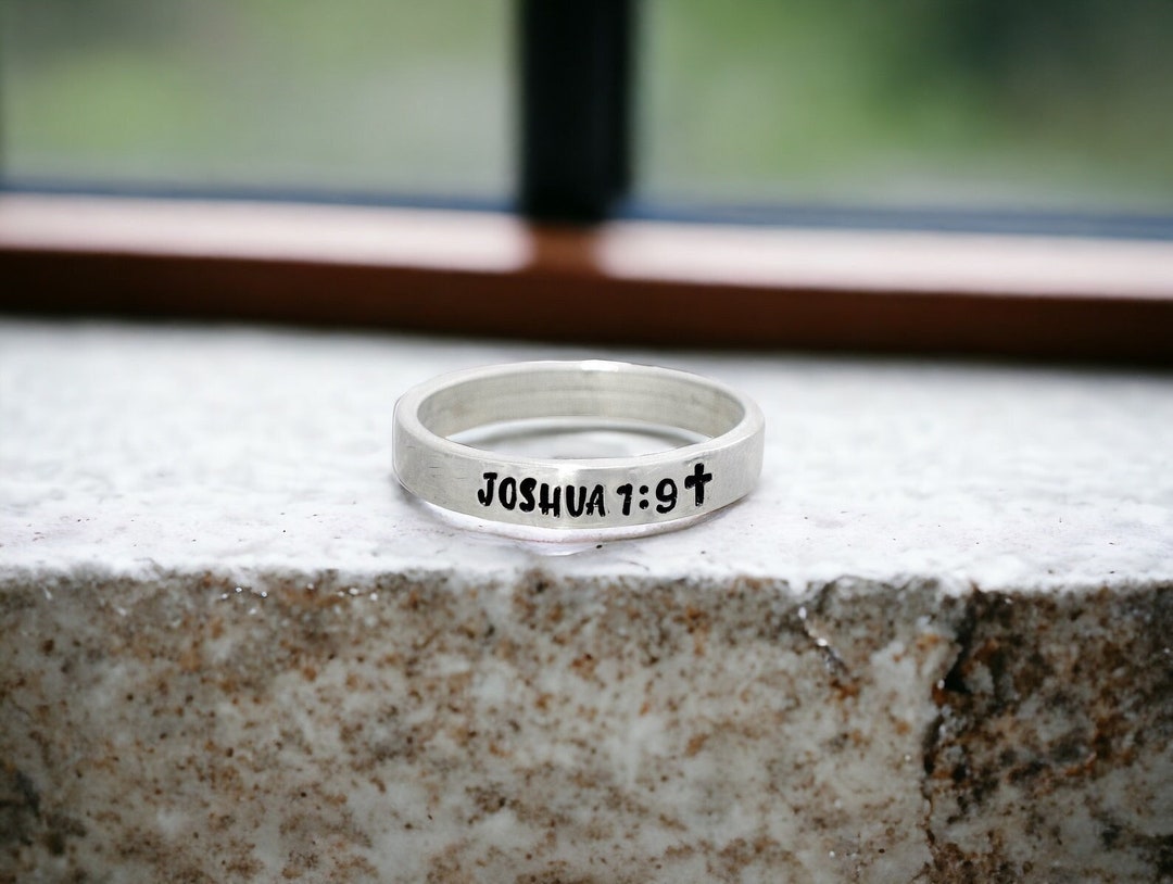 Cross Ring, Bible Verse Ring, Joshua 1:9, Scripture Ring, Faith Ring ...