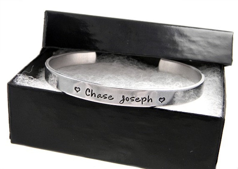 Personalized Cuff Aluminum Cuff Bracelet Hand Stamped Jewelry image 1