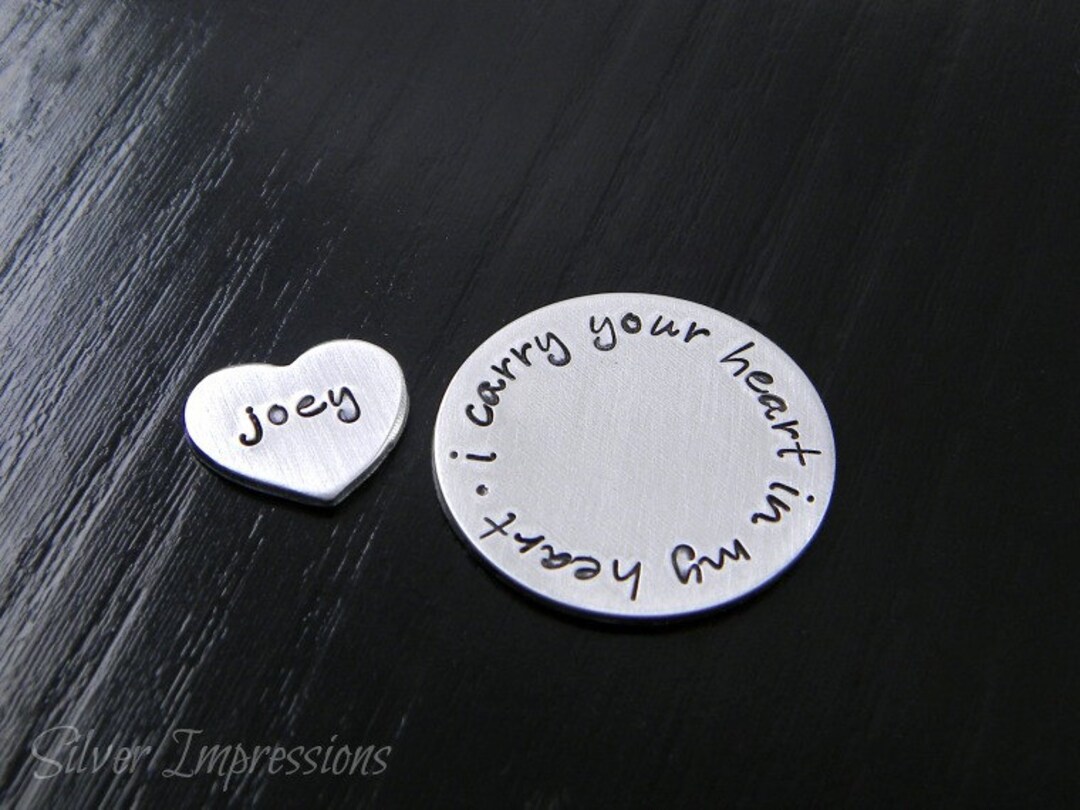 I Carry Your Heart in My Heart Locket Plate Personalized Hand Stamped Necklace Etsy