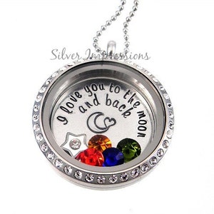 Personalized Locket Plate I Love you to the Moon & Back Floating Locket Charms image 3