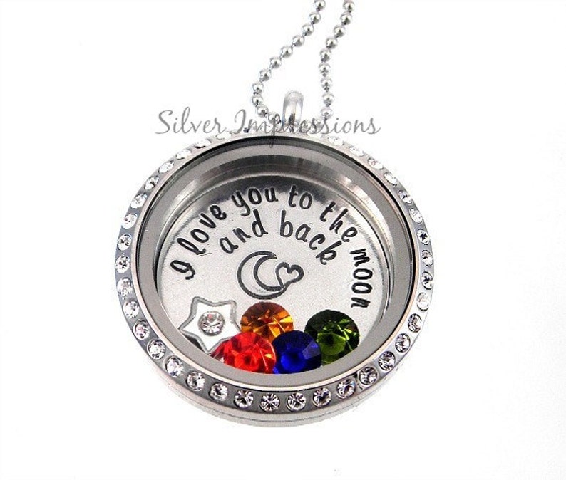 Personalized Locket Plate I Love you to the Moon & Back Floating Locket Charms image 3