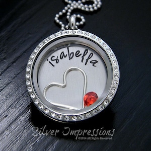 Personalized Floating  Locket  -   Memory Locket   -  Hand Stamped Jewelry