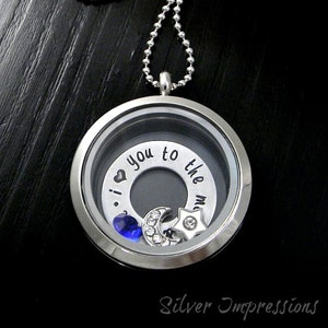 I Love You to the Moon & Back Floating Locket Glass Memory Locket image 1