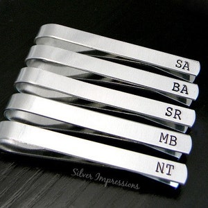 Wedding Tie Clip Set -   Personalized Tie Bar  -  Gift for Him  -  Groom gift  -  Dad Gift