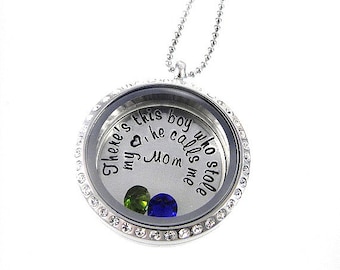 There's This Boy -  Memory Locket  -  Mother and Son Necklace  -  Floating Lockets